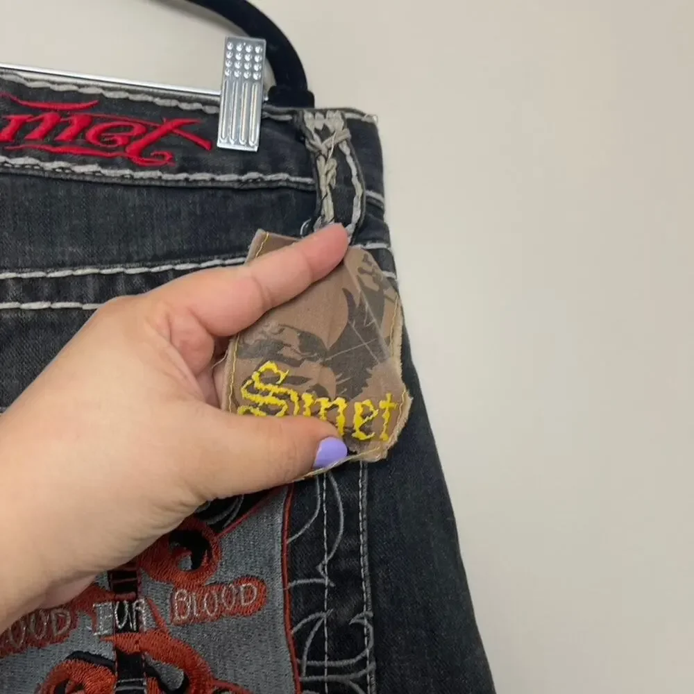 Rock Revival X True Religion Smeat Vintage‎ Washed Embroidered Distressed Jeans